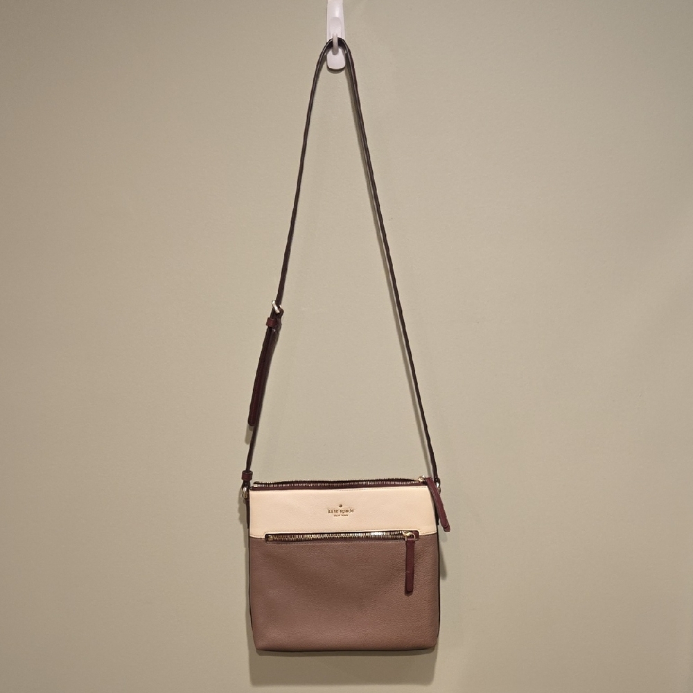 Kate Spade Sadie Large Crossbody Bag, White/Maroon/Dusty Mauve